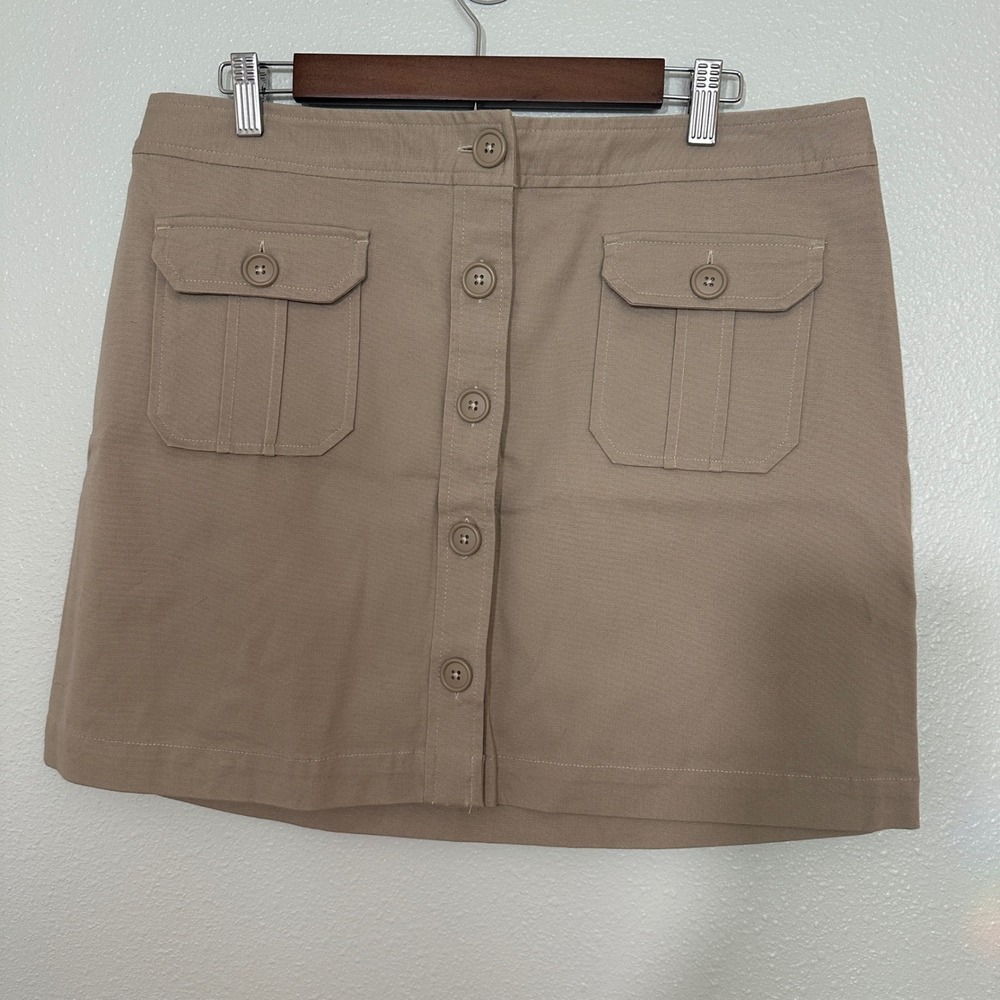 Gap Womens Khaki Tan Button Front Utility Mini Skirt Cargo Pockets Size 14